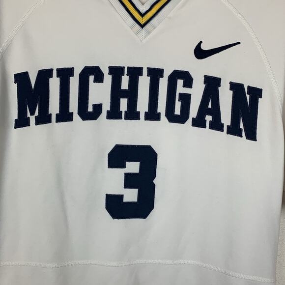 Vintage Team Nike Sports Michigan mens medium white blue jersey baseball pullove - Picture 6 of 11